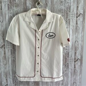 BDG Urban Outfitters Nolan Western Bowling White Button-Down Shirt Small